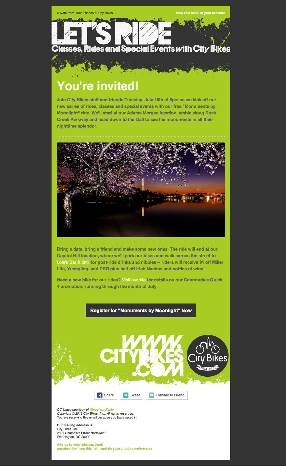 City Bikes Event Email Template