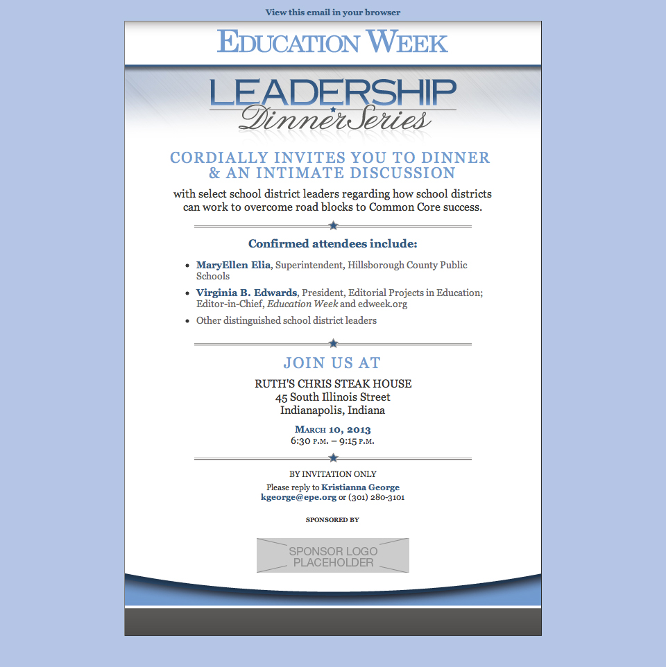 Education Week Leadership Dinner Series Template